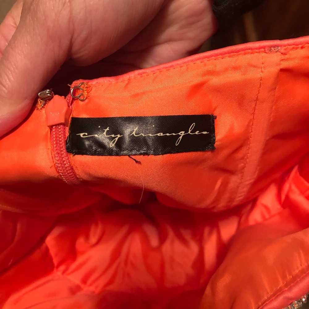 Coral/orange Strapless Prom Dress - Picture 2 of 5